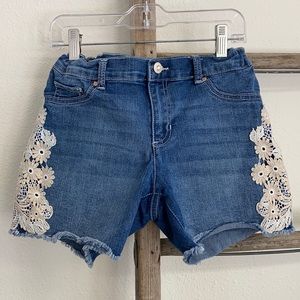 Jordache Girls Embellished Flower Distressed Denim Jean Shorts